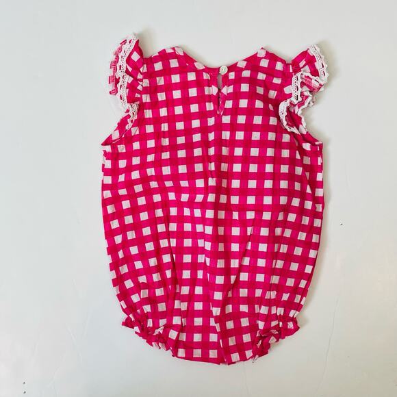 NWT Bela & Nuni 3M Gingham Pink Bubble Romper - Picture 4 of 5
